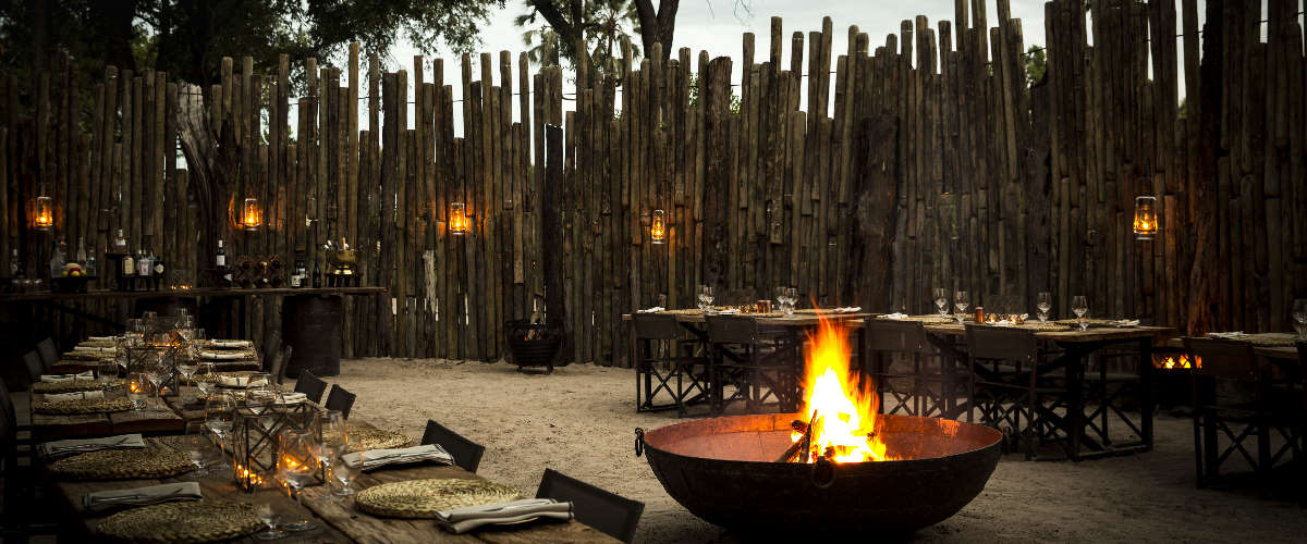The boma set for dinner, Mombo, Botswana